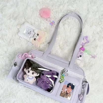 New Concert Ita Bags Y2k Cute Jk Girl Shoulder Bags Badge Display Transparent Crossbody Bag Stylish Large-capacity Commuter Bags