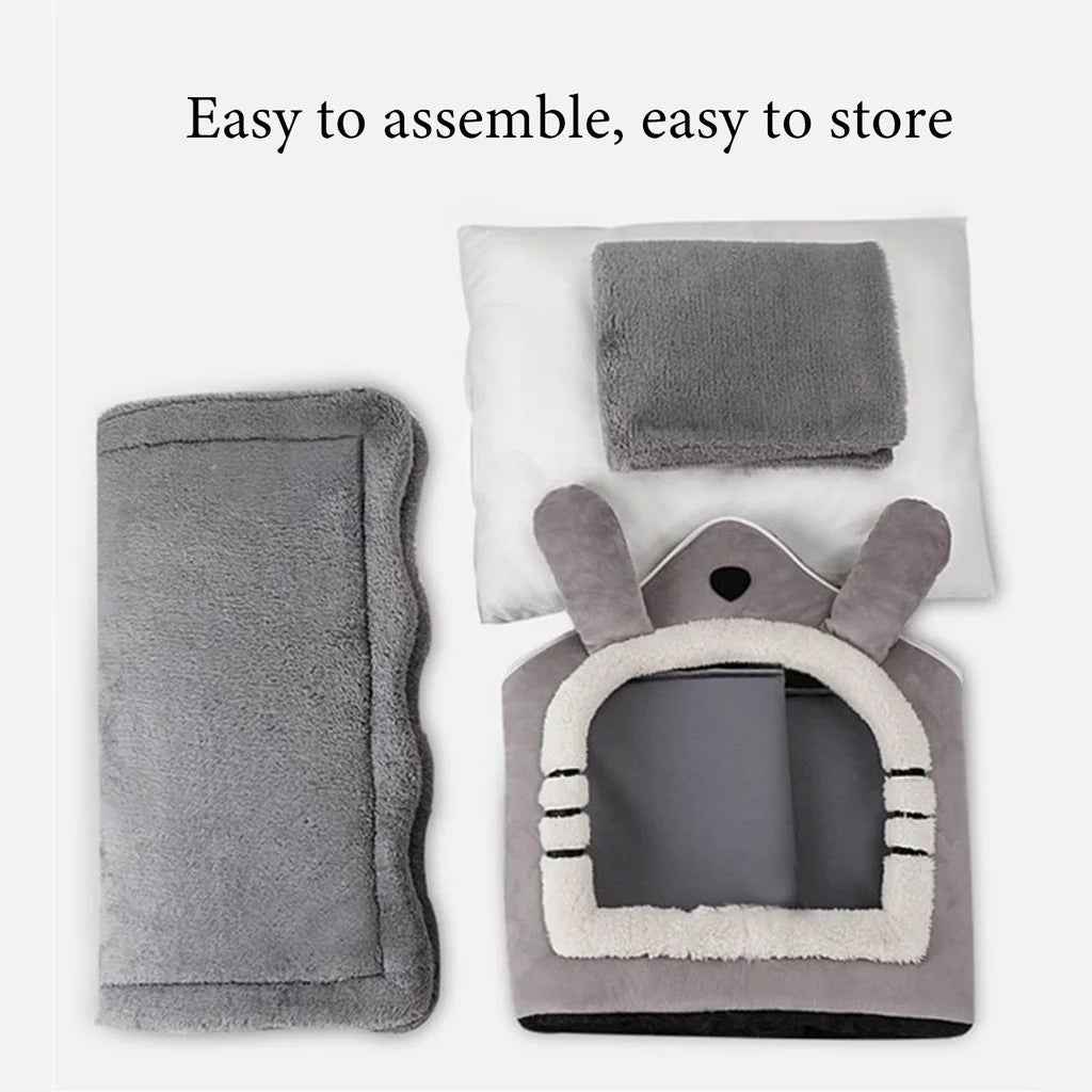 Winter Folding Pet House Kennels for Small to Medium Dogs And Cats Beds Maternity Puppy Baskets Soft Cozy Warm Shelter Mat Pet