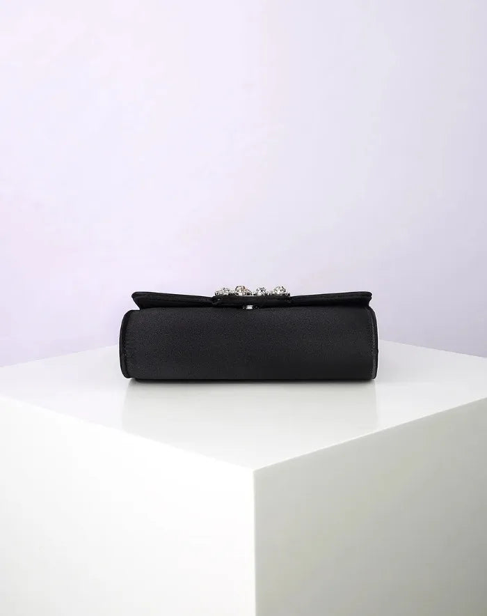 Rhinestone Faux Silk Emerald Evening Bag Silver Diamond Buckle Handle Fashion Handbags Elegant Ladies Square Bolsa Feminina