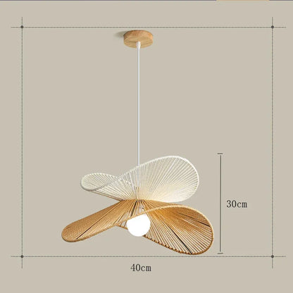 Wabi-Sabi Style Pendant Lights For Bedroom Living Room  Rattan Hand-Woven Lamp Restaurant Home Decor Chandeliers G80 Bulb