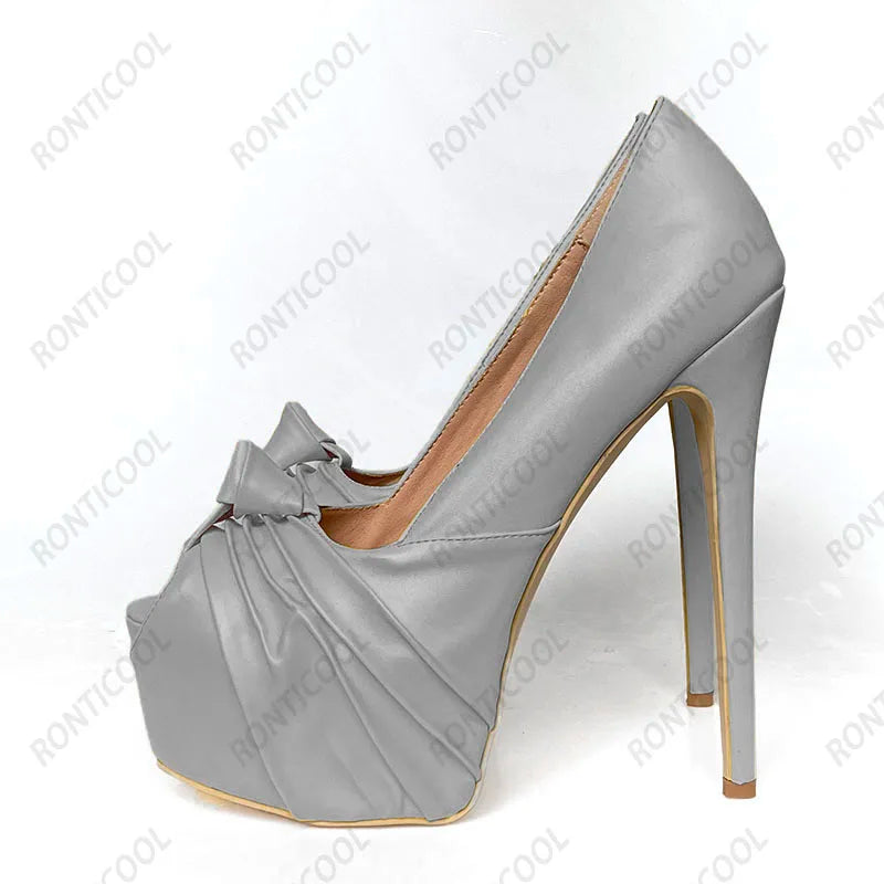 Ronticool New Fashion Women Platform Pumps Stiletto Heels Peep Toe Gorgeous Gold Party Shoes US Plus Size 5-20