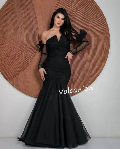 Customized Jersey Pleat Bow Mermaid Strapless Long Dresses Bespoke Occasion  Elegant Modern Style Formal Party