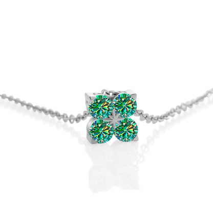 Classic Four Leaf 925 Sterling Silver 0.4CT D Color Moissanite Silver Necklace Chain For Women Fine Jewelry Gift Birthday Party