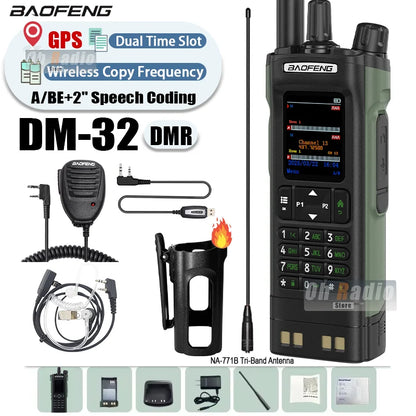 BAOFENG DM-32 Walkie Talkie With Belt Holster DMR Radio Digital GPS APRS AES256 Type-C Vox 4000CH DualMode Analog Dual Time Slot