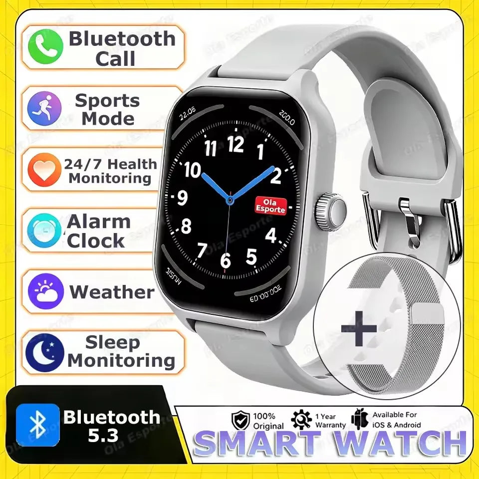 New Smart Watch Android IOS Phone 1.44 Inch Color Screen Bluetooth Call Blood Oxygen/Pressure Monitoring Smart Watch Women Men