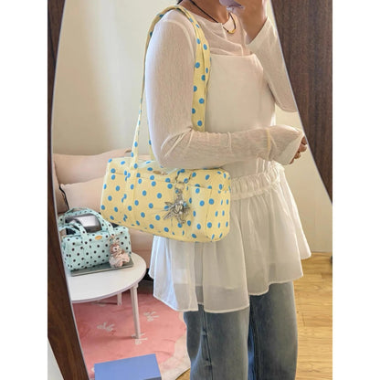 Korean Style Polka Dot Shoulder Bag Women's Large Capacity Commuter Pillow Bag Underarm Bag Trendy Single Shoulder Bags