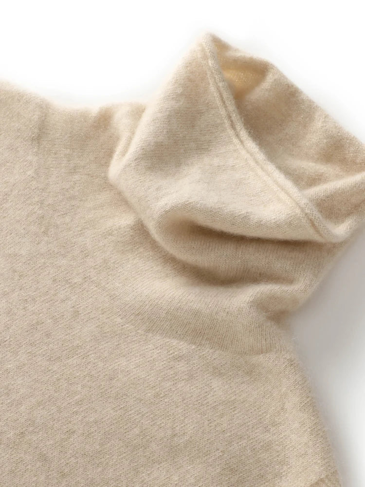 Women Autumn Winter Sleeveless Turtleneck Pullover Vest 100% Merino Wool Sweater Basic Soft Knitted Waistcoat Korean Style Top