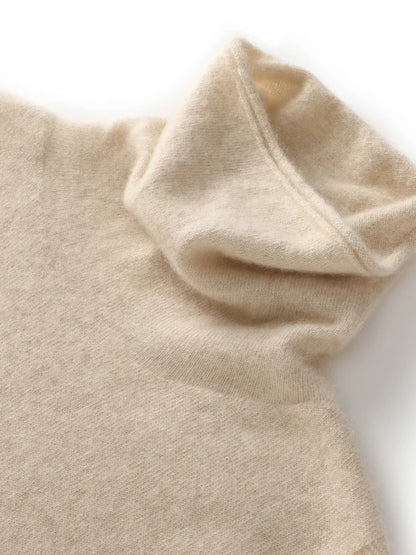 Women Autumn Winter Sleeveless Turtleneck Pullover Vest 100% Merino Wool Sweater Basic Soft Knitted Waistcoat Korean Style Top