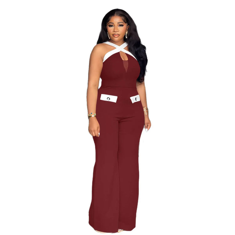 GLCMYAYA 2025 Fashion Street Jumpsuits Women Sleeveless Crop Wide Leg One Piece Hollow Out Overall Sexy Rompers Outfits