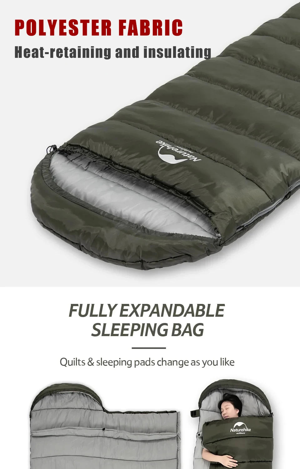 Naturehike Sleeping Bag Ultralight Winter Sleeping Bag Lightweight Waterproof Sleeping Bag Outdoor Camping Sleeping Bag