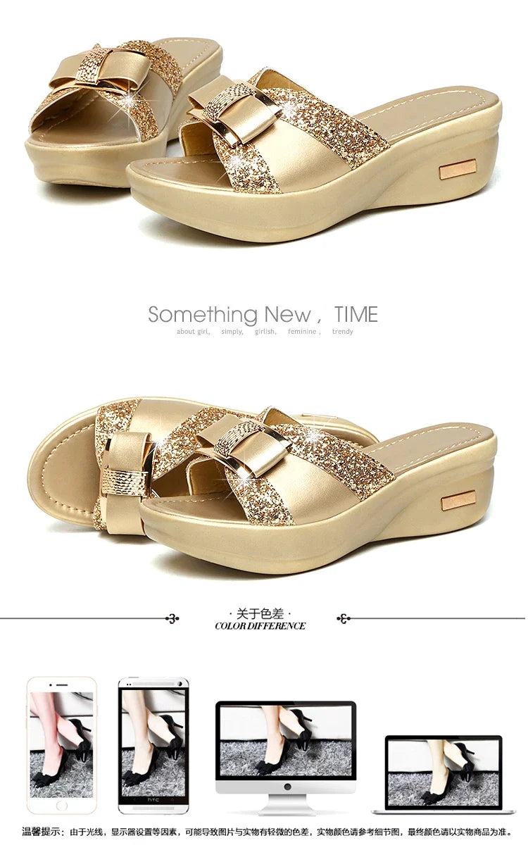 2024 Summer Women's Open Toe Casual Slippers Women Fashion Platform High Heel Female Slides Shoes Comfortable Wedge Sandals