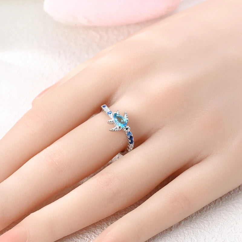 LAZA 925 Sterling Silver Colorful Rings Sparking Zirconium Bowknot Moon Sun Original Ring For Women Anniversary Wedding Gifts