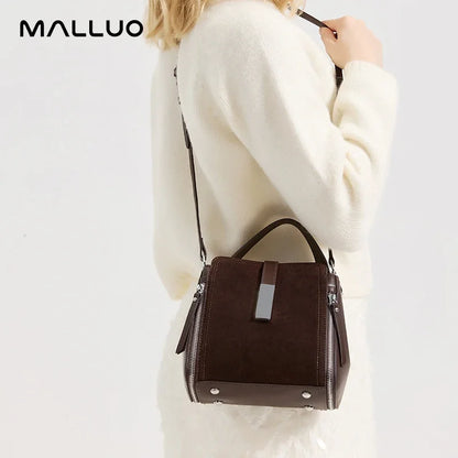 NEW Winter Women's Vintage Natural suede Leather Shoulder Bags Ladies Luxury Designer Cowhide Handbags Female Crossbody Bag