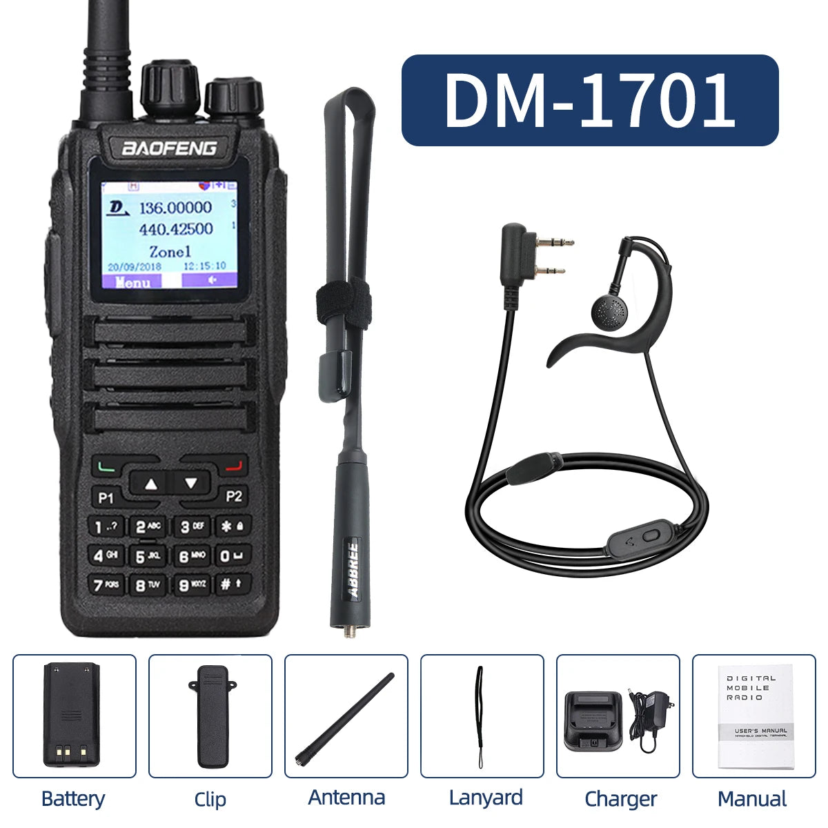 DMR Baofeng dual mode analog & Digital walkie talkie DM 1701 Tier 1+2 Dual Time Slot Ham Dual band Baofeng Radio DM-1701