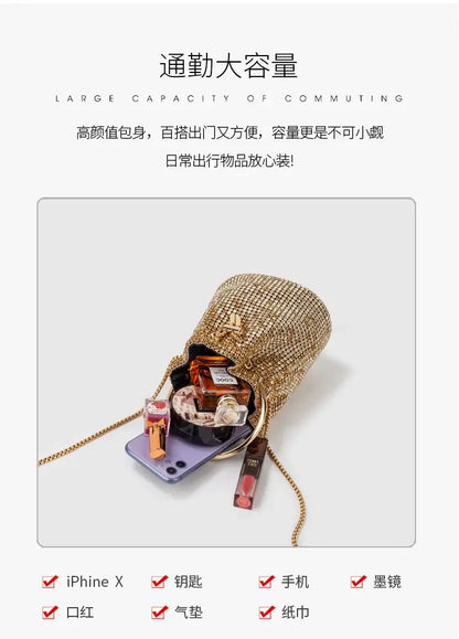 Diamond Bucket Bag for Women  Rhinestones Bling Shoulder Bags FashionTote Handbag Luxury Design Purse Crossbody Bag