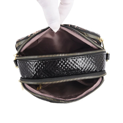New 2025 Womens Small Messenger Bag PU Leather Shiny Shoulder Bag Fashion Saddle Bags Leopard Print Phone Purse Lipstick Storage
