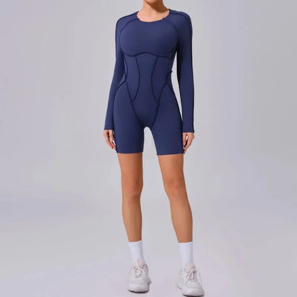 Yoga Sports Fitness Jumpsuits Sets Pants Women's Hip-lifting One-piece Open Back Long-sleeved Outdoors Workout Gym Yoga Bodysuit