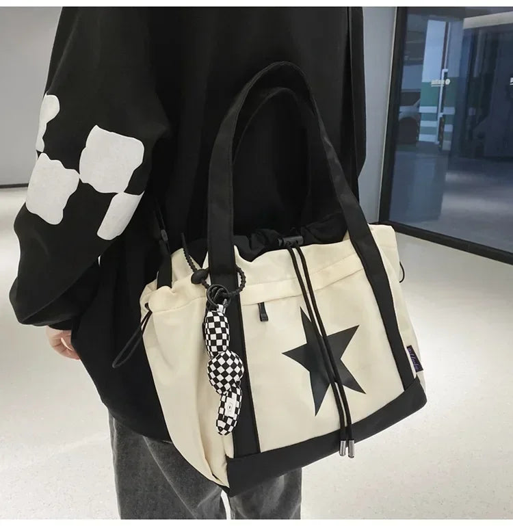 Women New Crossbody Bag Wholesale Large Capacity Couple Shoulder Bag New Casual Nylon Tote Bag Luxury Drawstring Handbag 2025