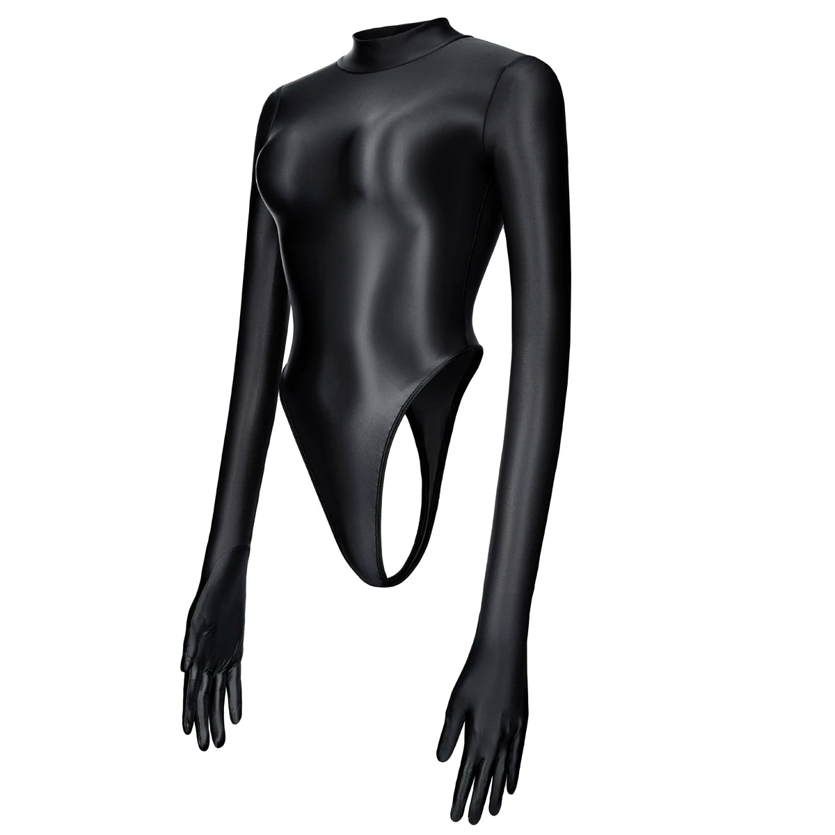 Women Sexy Japanese Onepiece High Cut T-shaped Quickdry Swimwear Longsleeve High Neck Thong Tight Bodysuit Leotards Bathing Suit