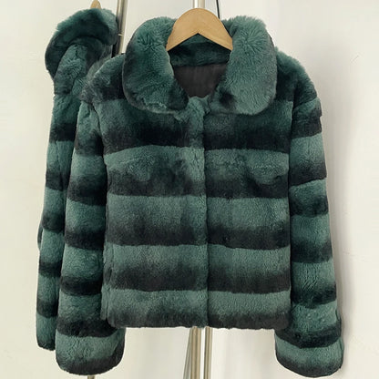 Womens Genuine Fur Jacket Real Rex Rabbit Fur Coat Winter Women Natural Short Coat Luxury Real Fur Coat Thick Warm Natural Fur