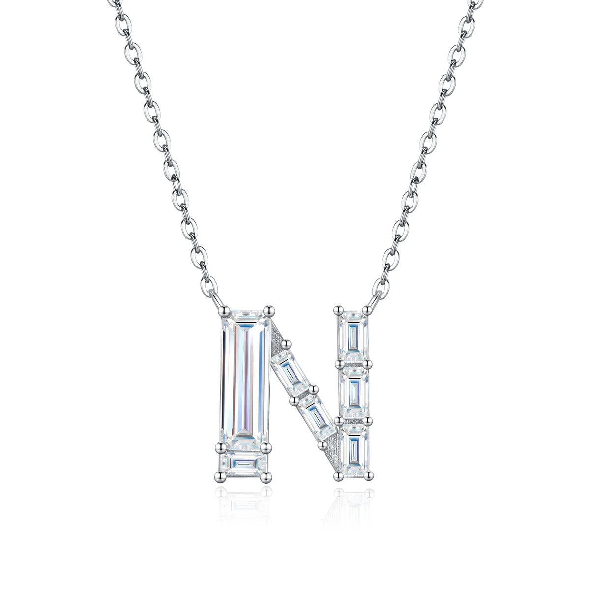 PureNew 26 Letter A-Z 4x12mm Moissanite Necklace For Women S925 Silver D Color 18k Plated Sparking Women's Moissanite Chain