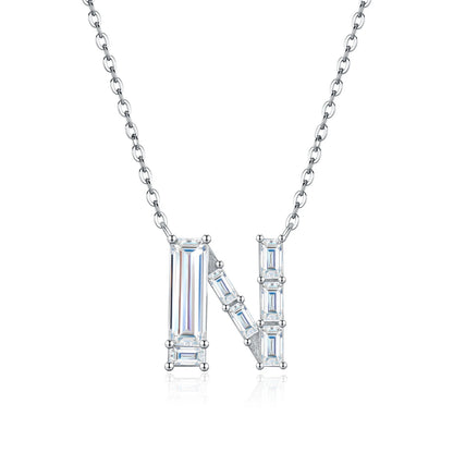 PureNew 26 Letter A-Z 4x12mm Moissanite Necklace For Women S925 Silver D Color 18k Plated Sparking Women's Moissanite Chain