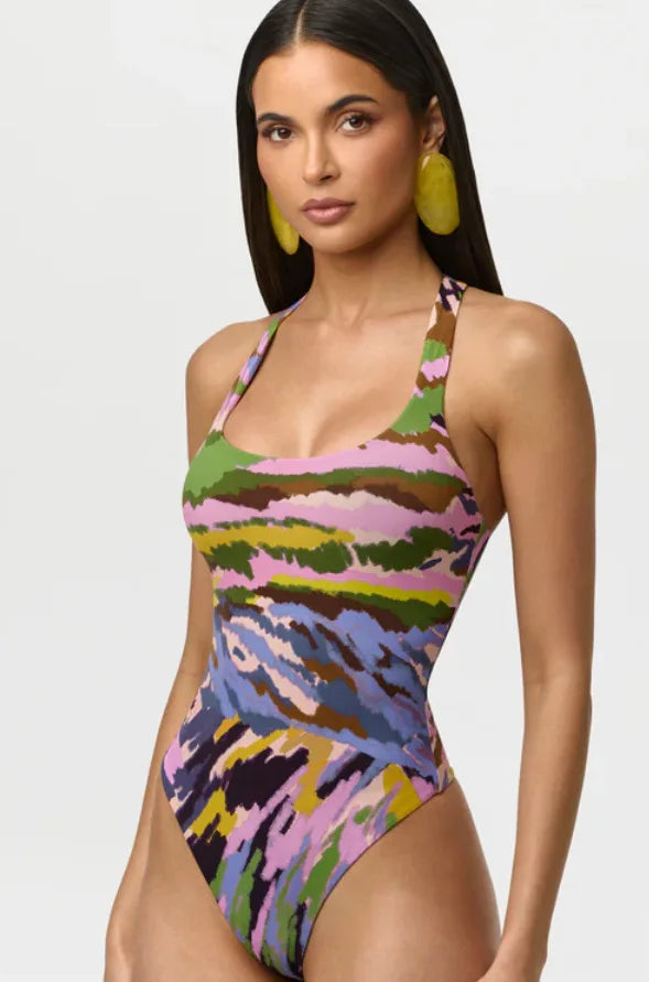 STYLISH LADY Colorful Camo Print 2 Piece Outfit Women Halter Sleeveless Bodysuit High Waist Skinny Pants Street Matching Sets
