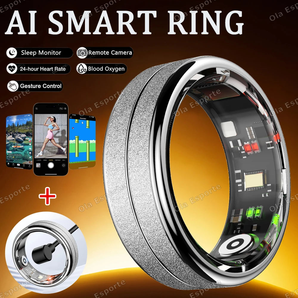 2026 New Smart Ring Bluetooth Heart Rate Body Temperature Monitor AI Health Analysis 5ATM Waterproof Sports Smartring Men Women
