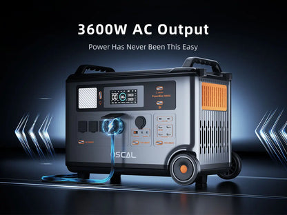 OSCAL PowerMax 3600SE Portable Power Station, 3600Wh LiFePO4 Battery, Solar Generator optional 400W Solar Panel, 3600W (Surge 7200W) Fast charging Home Backup Battery, Power Supply for Camping, RV