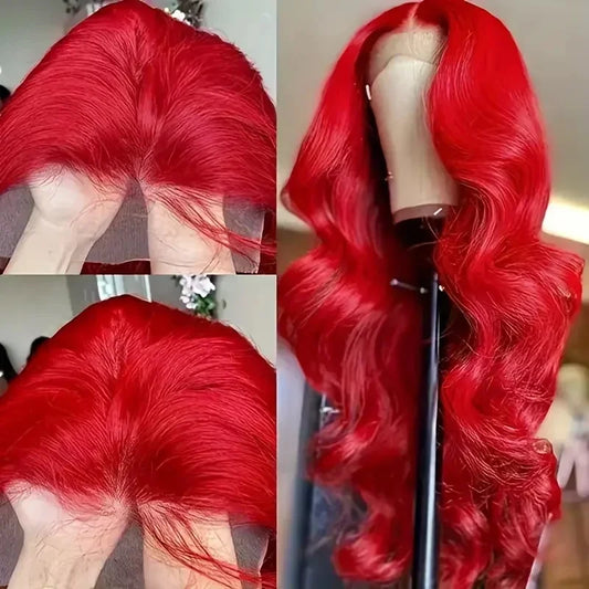 30 38 Inch Hot Red 13x6 Hd Lace Frontal Wigs Human Hair Wig Brazilian Red Colored Body Wave 13x4 Lace Front Wig For Black Women