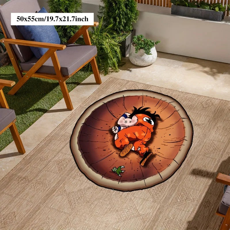 Cartoon Anime Character Round Rug Unique Creative Bedroom Bedside Floor Mat Living Room Carpet Home Decoration Game Room Rugs