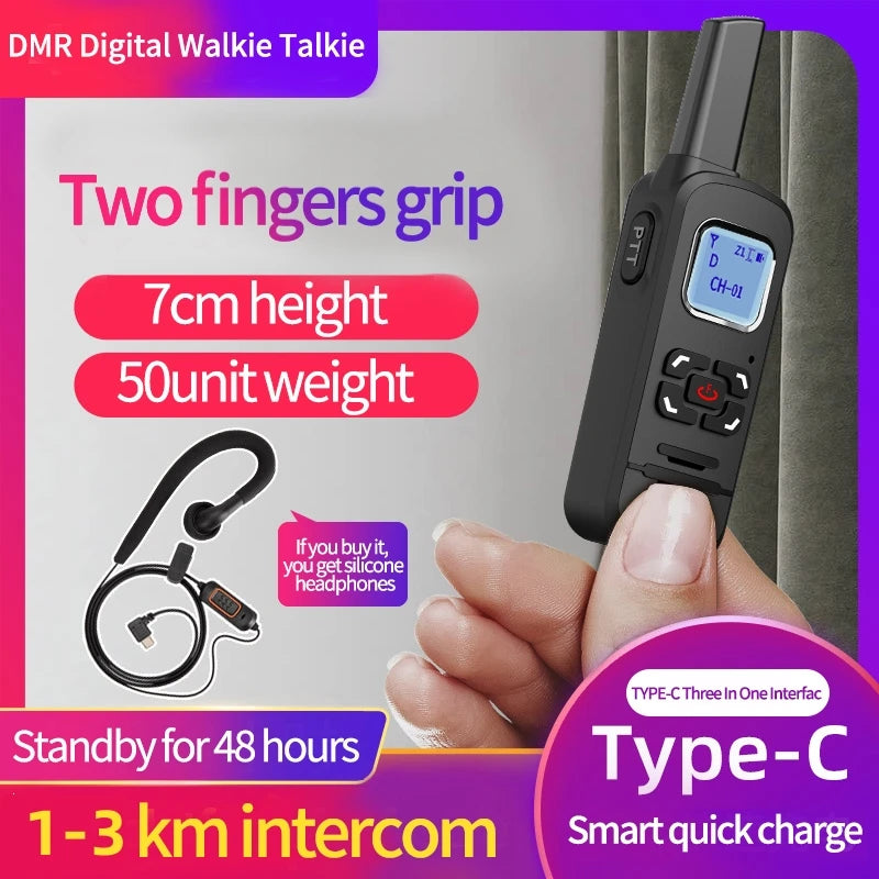 Long Range DMR Digital Analog Walkie Talkie Single Band Dual Time Slot Ham Radios for Emergency Communication