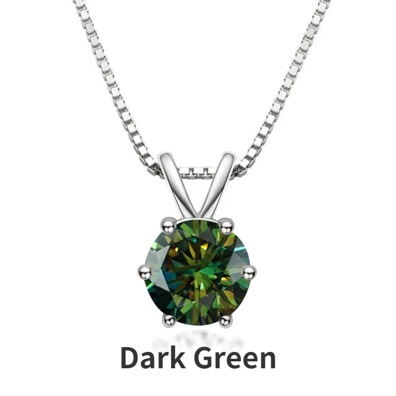 TY 1ct Moissanite Pendant Necklaces S925 Sterling Silver Solitaire Necklace Chains For Women Fine Jewellry Gifts