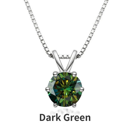 TY 1ct Moissanite Pendant Necklaces S925 Sterling Silver Solitaire Necklace Chains For Women Fine Jewellry Gifts