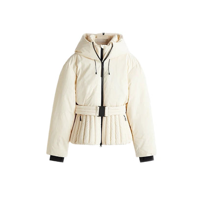 Fashion Hooded One-Piece Ski Jumpsuit Women Stand Collar Zipper High Waist Solid Windproof Outwear 2026 Winter Lady Skiwears New