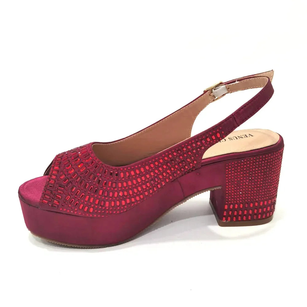 High Heels 2024 Women's Purple Luxury Designer Split Square Toe Rhinestone Wedding Shoes and Wedding Set