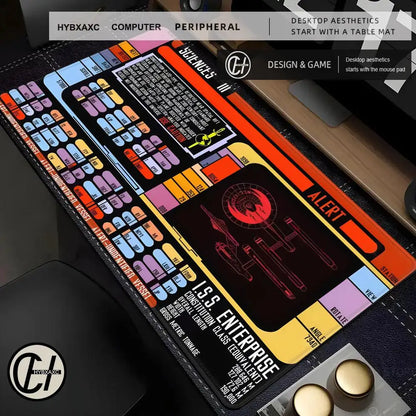 Starship Blueprint Pad Desk Pad HYBXAXC Gamer Computer Cabinet Star Trek Game Office Accessories Keyboard Anime Extended Large