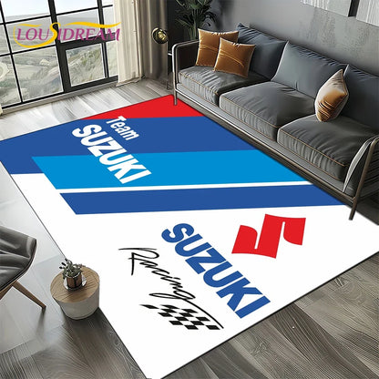 2025 Racing Car S-SUZUKI Logo Motorcycle Carpet Rug for Bedroom Living Room Home Sofa Decoration,kids Play Decor Floor Mat Gift