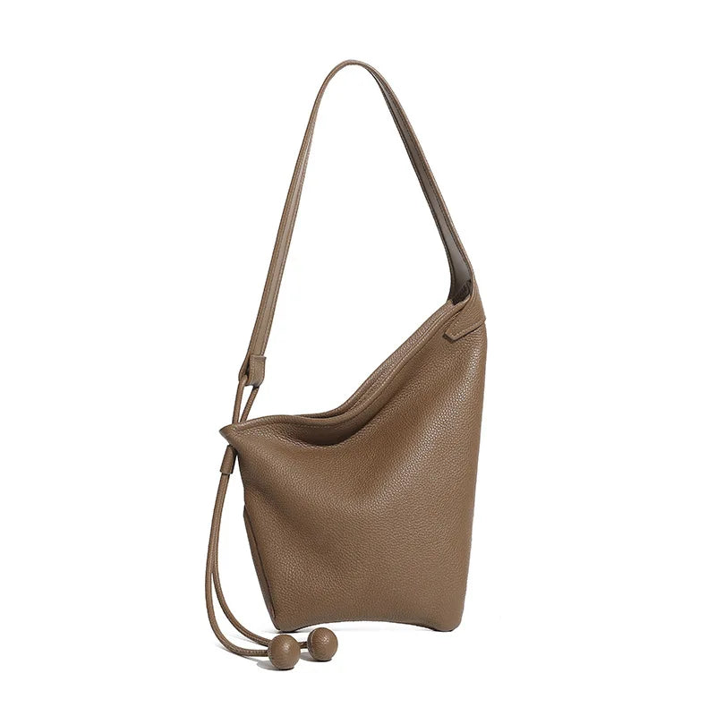 Women's Genuine Grade Cow Leather Handbags Luxury Designer Ladeis Shoulder Crossbody Bucket Bags for Woman Cowhide Underarm Bag