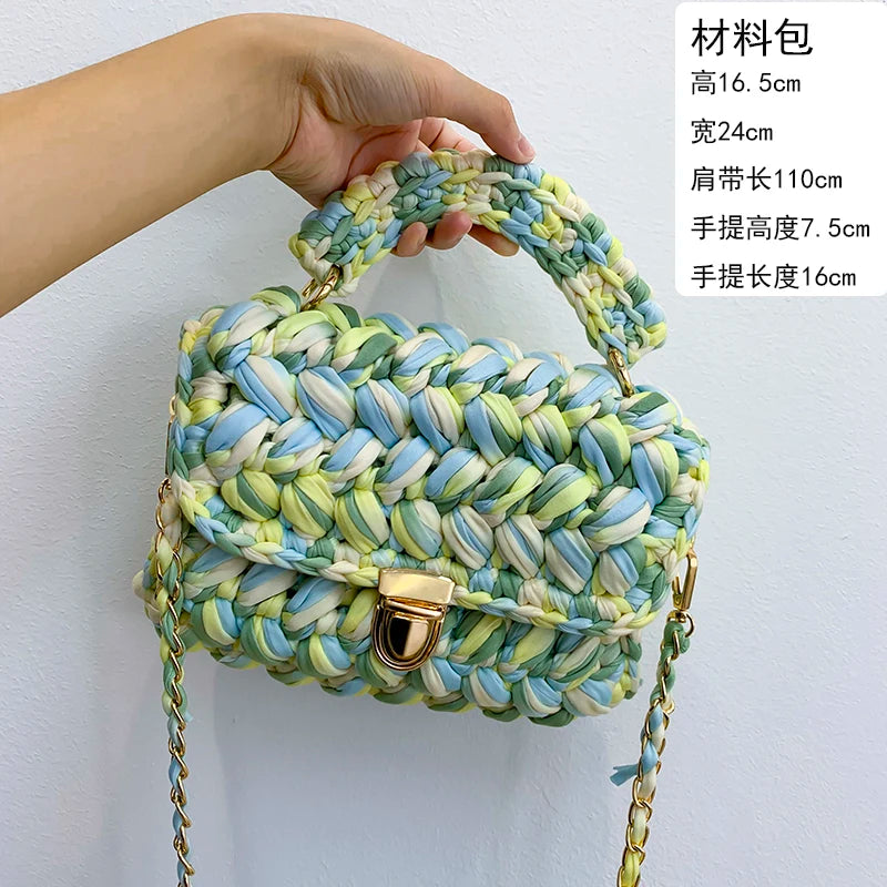 New Rope Woven Women Handbags Designer Knitting Chains Shoulder Crossbody Bag Casual Lady Hand Bags Small Flap Purses