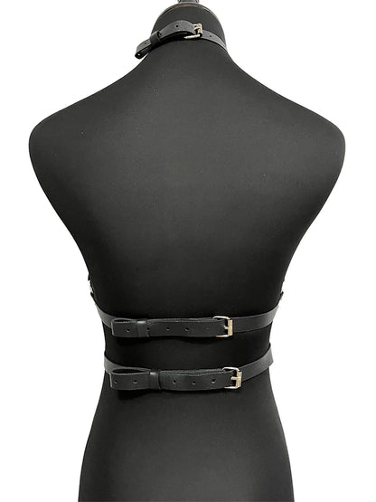 Women Fashion Belt PU Leather Body Shoulder Armor Chest Harness Sword Belt Shoulder Strap Harness Women Clothing Open Cage Bra
