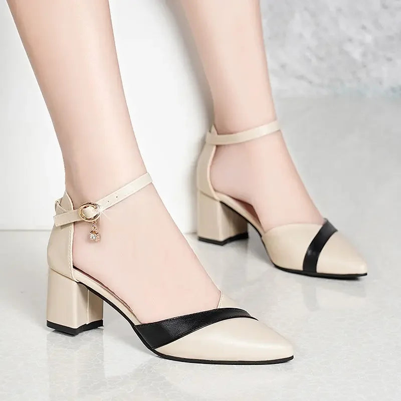 Sapatos Femininas Women Sexy Silver Wedding High Quality Buckle Strap Square Heel Shoes Lady Bridal Golden High Heel Shoes E55