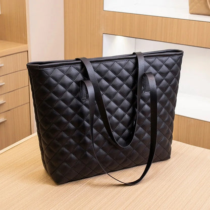 Large Capacity Tote Bag Casual Zipper PU Ladies Handbags Mommy Bag Women