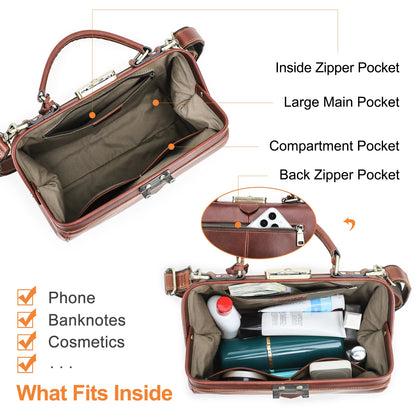 CONTACT'S Genuine Leather Top Handle Bags for Women Sling Shoulder Bags Tote Bag Handbags Metal Frame Female Bags Ladies Fashion