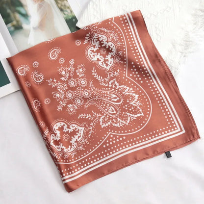 Versatile Women Professional Neck Scarf 70cm Black Paisley Printed Hip Hop Bandana Square Scarf Headwear Hairwrap