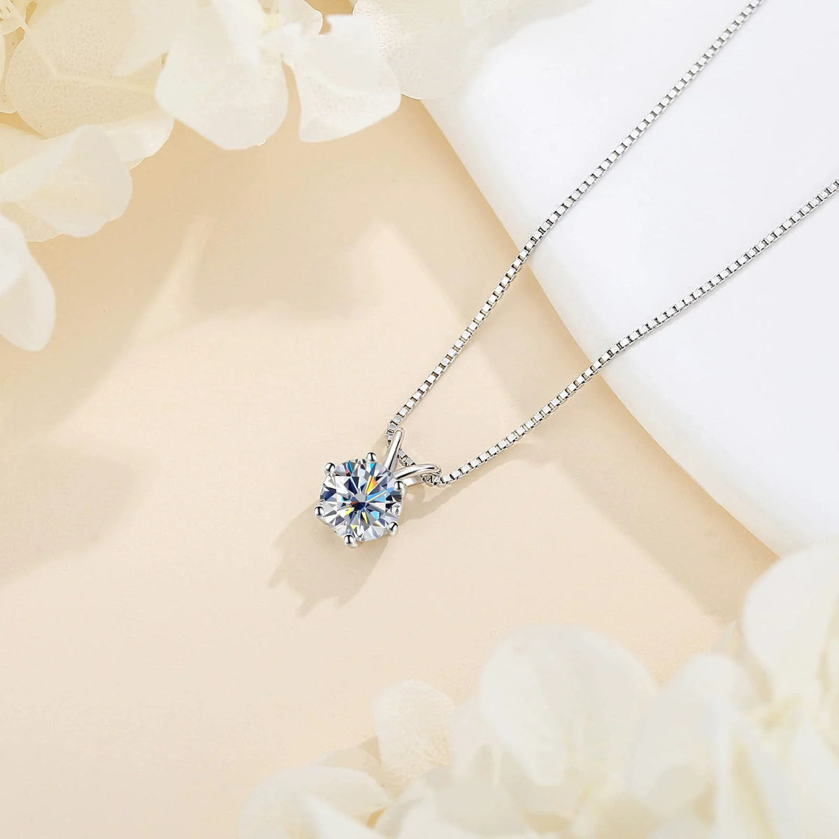 TY 1ct Moissanite Pendant Necklaces S925 Sterling Silver Solitaire Necklace Chains For Women Fine Jewellry Gifts