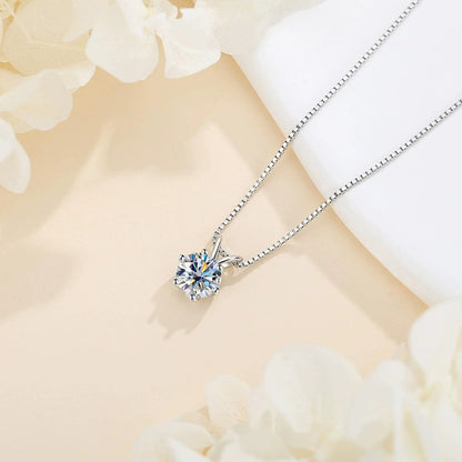 TY 1ct Moissanite Pendant Necklaces S925 Sterling Silver Solitaire Necklace Chains For Women Fine Jewellry Gifts