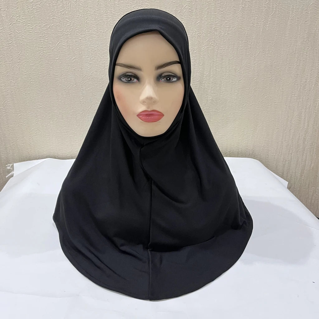 H302 Teenage girls Plain muslim hijab with chin part top quality amira pull on islamic scarf hot sell headscarf ramadan pray hat