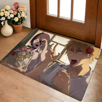 C-Chainsaw Man Floor Mat Cozy Flannel Soft Thick Non-Slip Mat for Living Room Bedroom Kitchen Decor Rugs