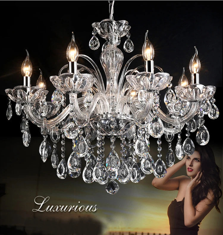 New Modern Candle Cognac Color Crystal Chandelier Living Room Large Light Atmosphere Restaurant Bedroom Lobby Hotel Hanging Lamp